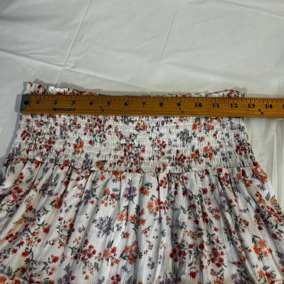 Hippie Rose Floral Smocked Waist Tiered Mini Skirt Small Boho Chic Cottagecore - Picture 5 of 7